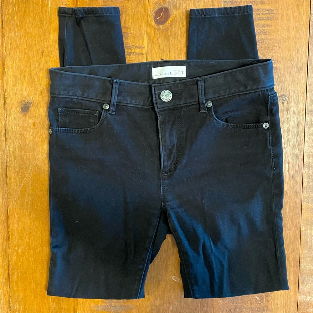 LOFT black sateen leggings 2P